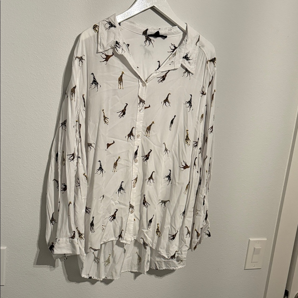 White Animal Print Womens Shirt